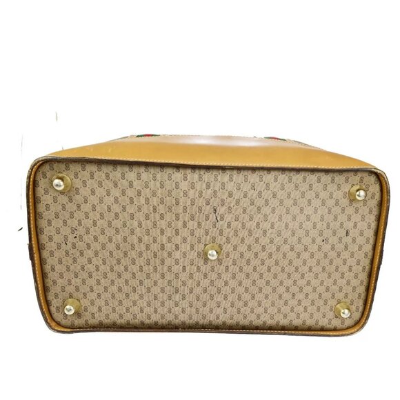 GUCCI Logo Sherry GG Pattern Travel Hand Bag PVC Leather Brown Italy 62YG543 - Picture 6 of 15